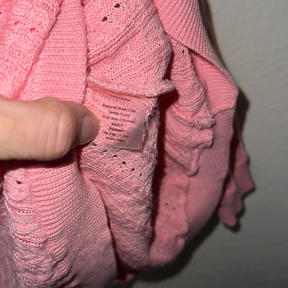 Talbots L pink cable knit v neck sweater nwt - Picture 3 of 4
